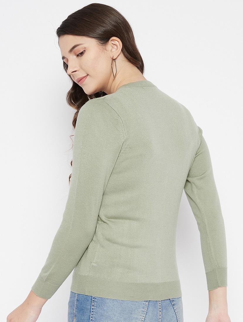 neo mint solid woolen cardigan - 20507153 - Standard Image - 2