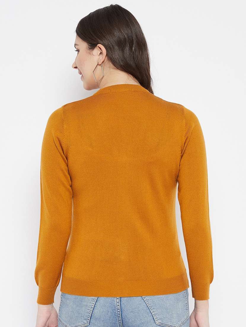 mustard solid woolen cardigan - 20507158 -  Standard Image - 2