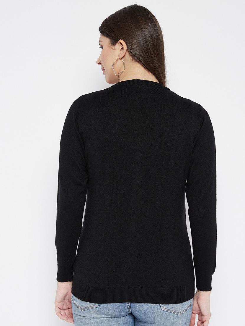 black solid woolen cardigan - 20507163 - Standard Image - 2