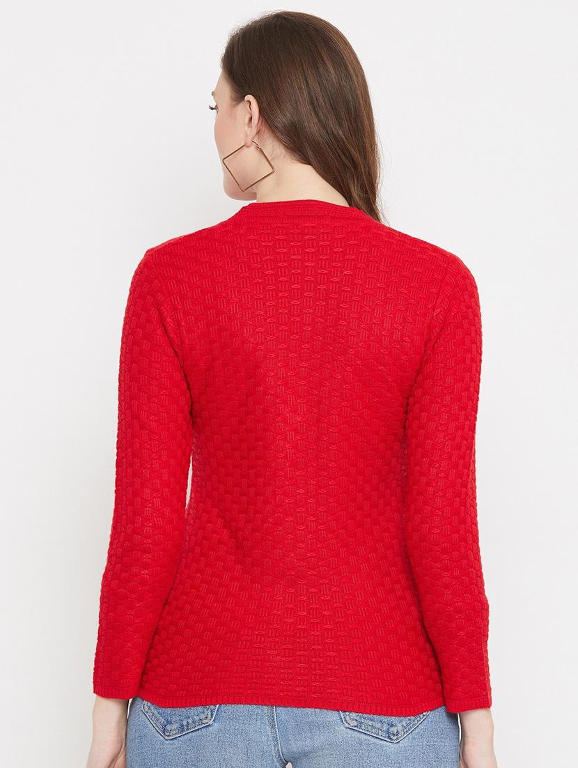 red self designed woolen cardigan - 20507172 - Standard Image - 2