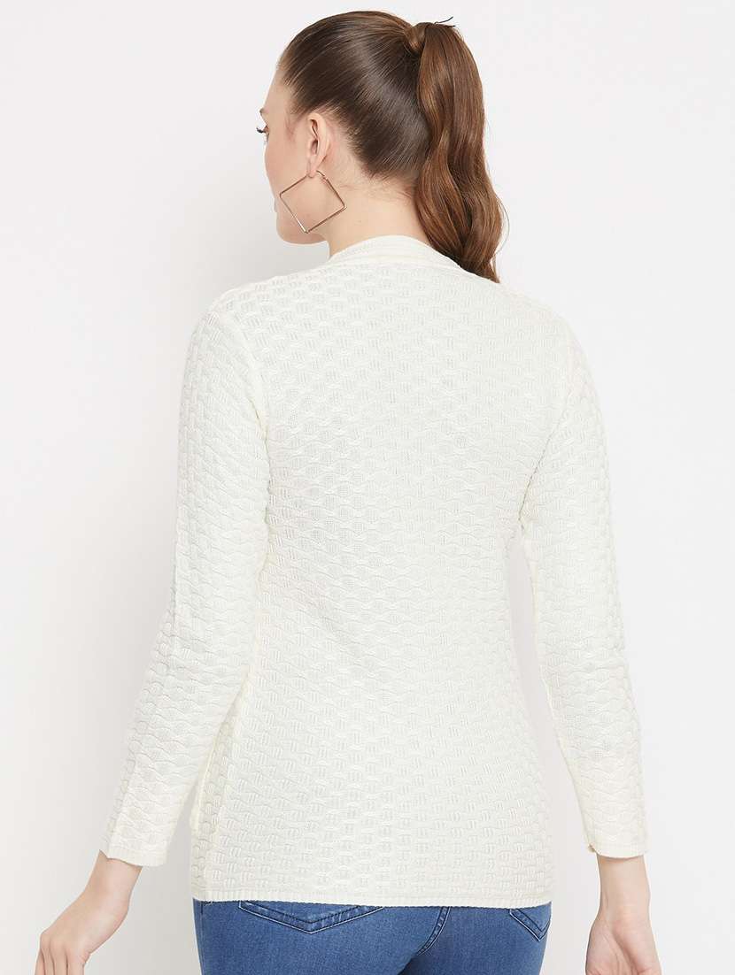white self designed woolen cardigan - 20507177 -  Standard Image - 2
