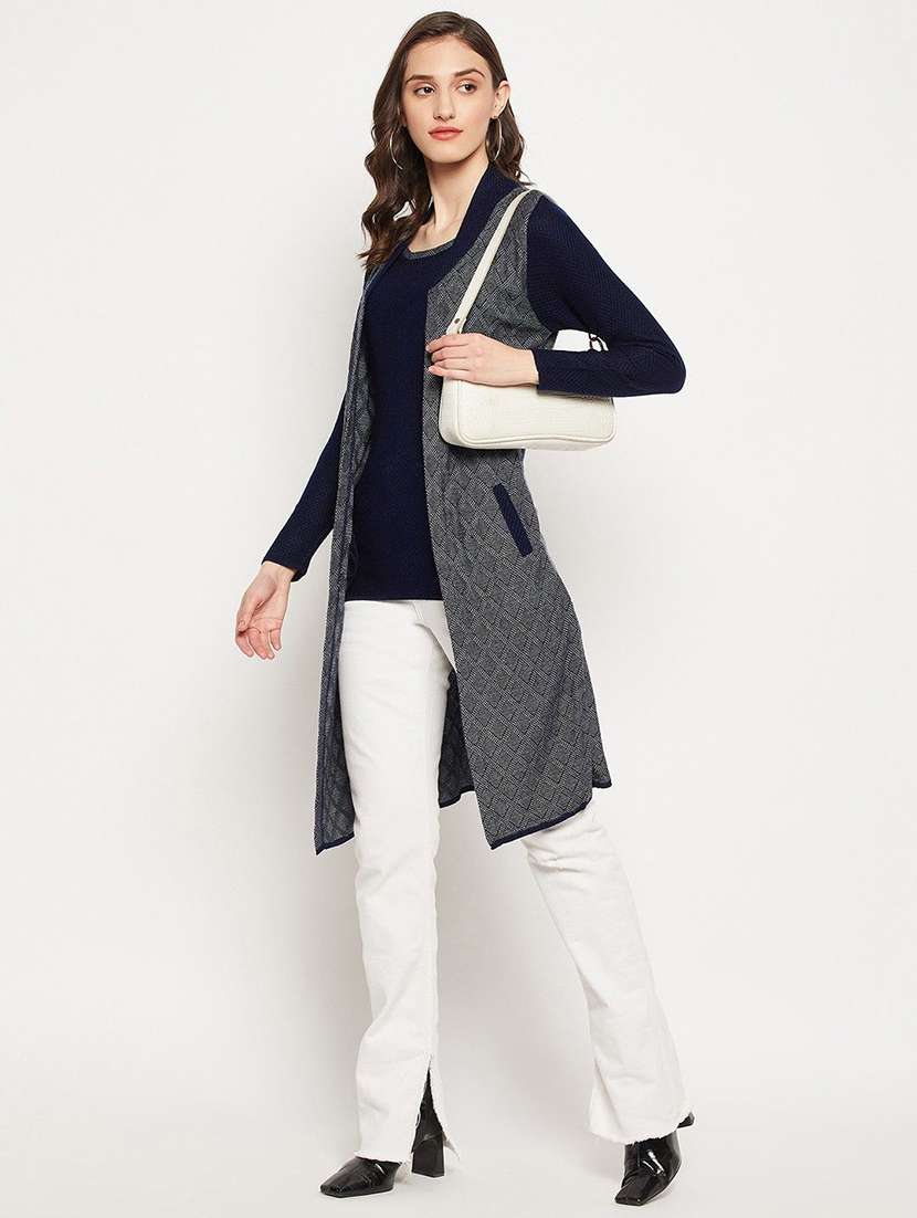women self design woollen cardigan - 20507213 -  Standard Image - 2