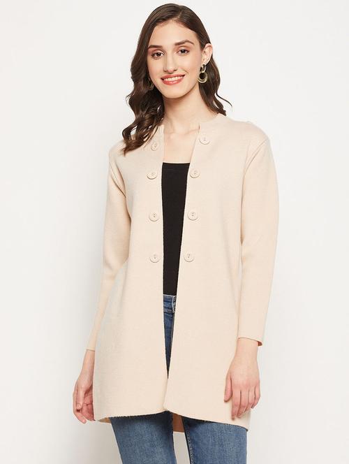 women beige wool blend cardigan - 20507227 - Standard Image - 0