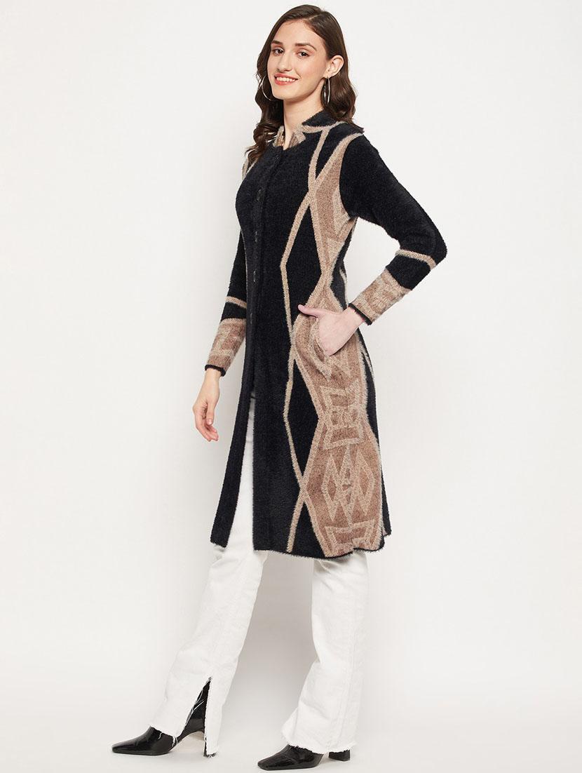 women black wool blend cardigan - 20507233 - Standard Image - 2