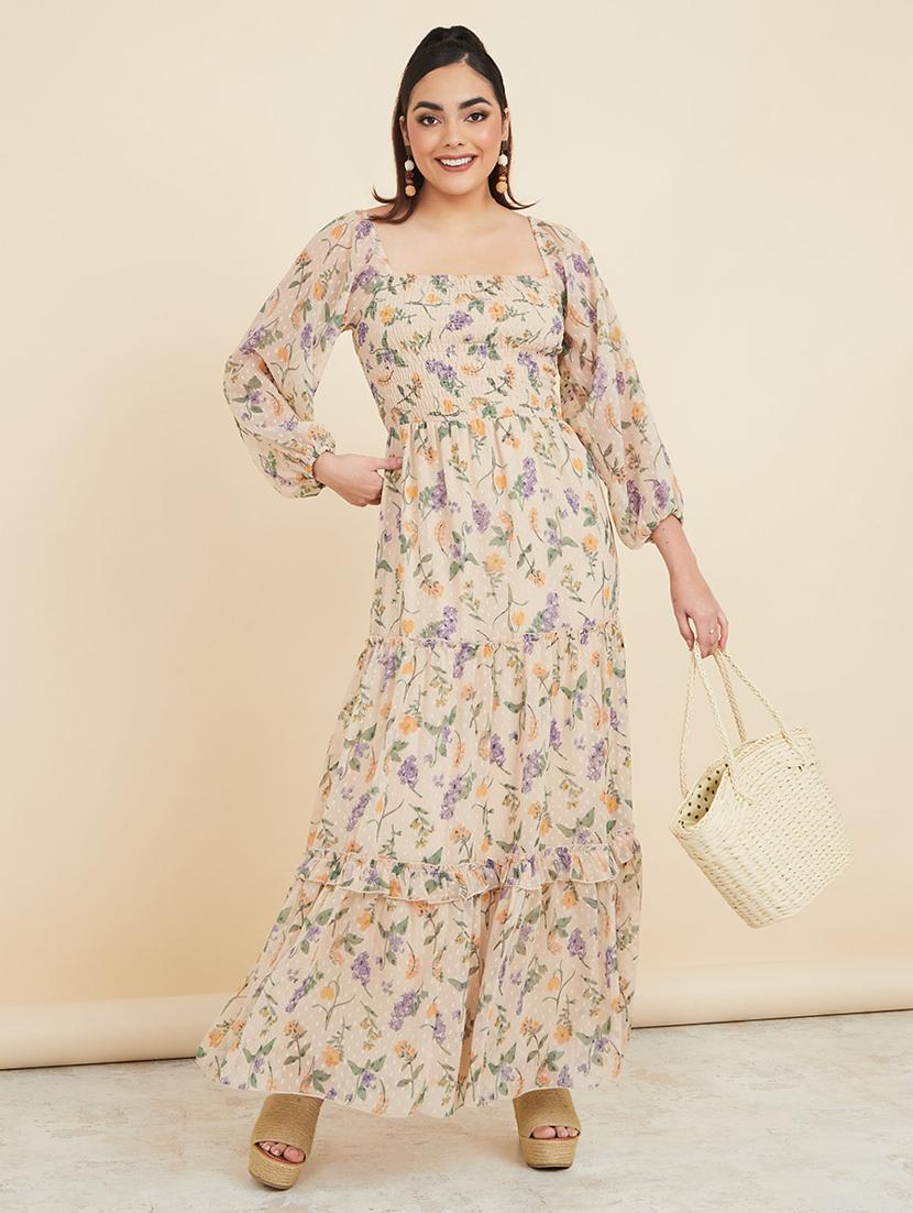 women floral tiered maxi dress
