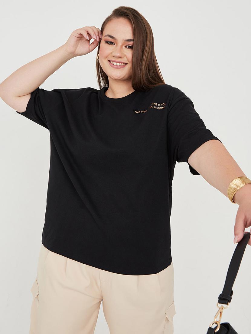 women graphic printed black cotton oversized t-shirt - 20508353 - Zoom Image - 0