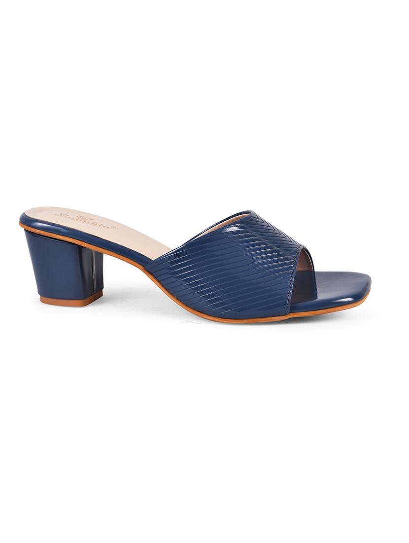 women blue slip on heel sandal - 20508374 - Standard Image - 2
