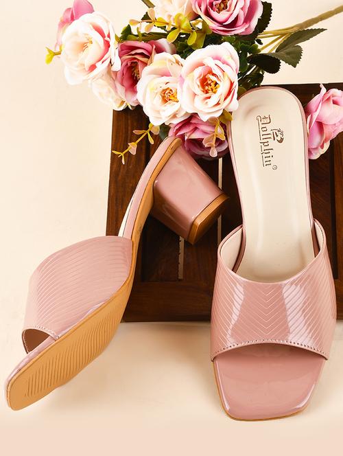 women pink slip on heel sandal - 20508376 -  Standard Image - 0