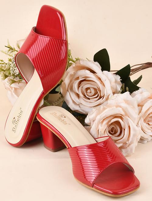 women red slip on heel sandal - 20508377 -  Standard Image - 0