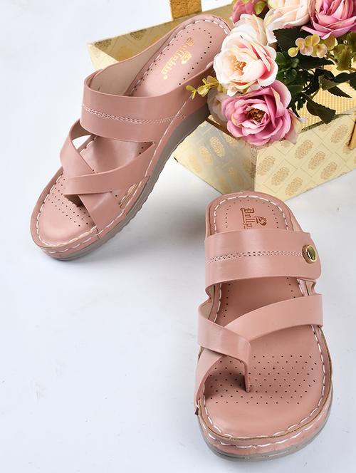 women peach slip on sandal - 20508390 -  Standard Image - 0
