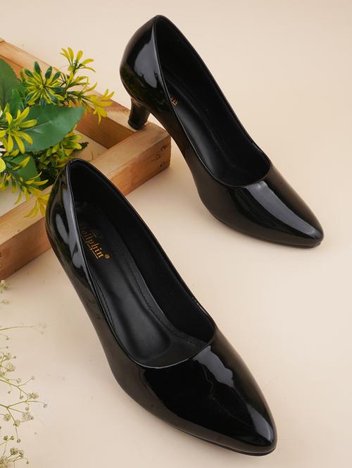 women black slip on kitten heel pumps - 20508393 -  Standard Image - 0
