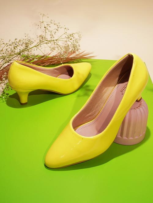women yellow slip on kitten heel pump - 20508395 -  Standard Image - 0
