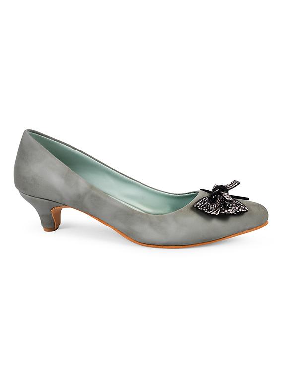 women green embellished kitten heel pumps - 20508402 - Standard Image - 2