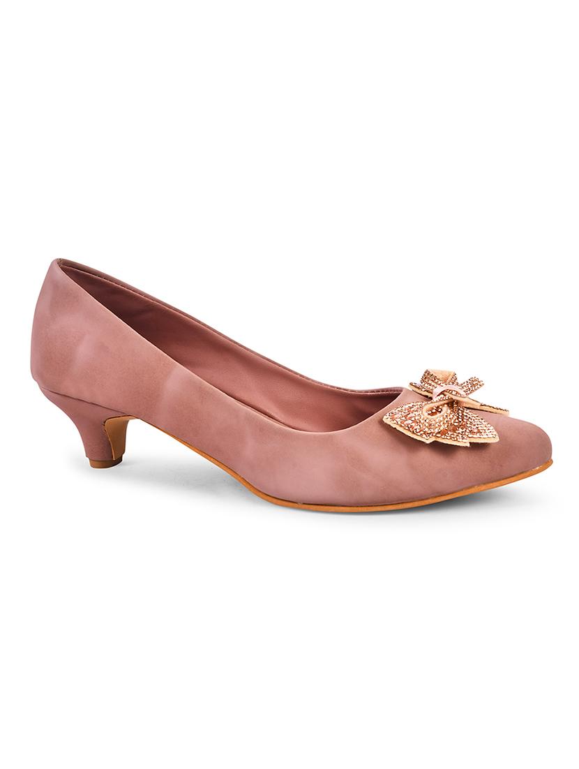 women pink embellished kitten heel pumps - 20508403 - Standard Image - 2