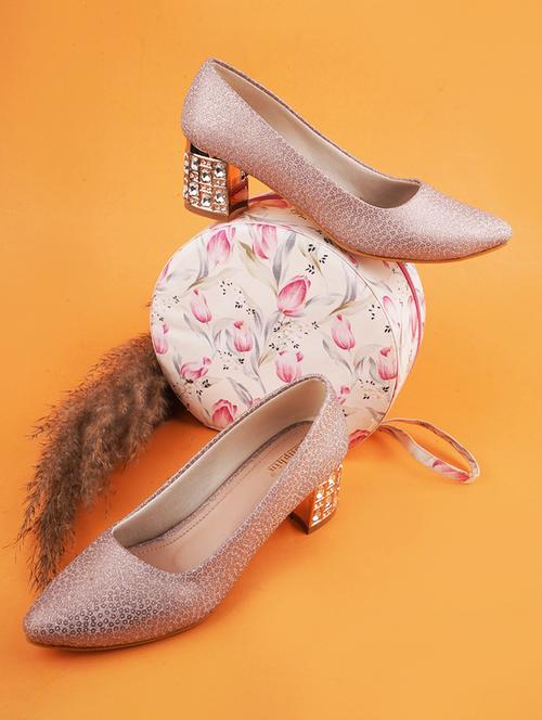 women pink embellished slip on pumps - 20508410 - Standard Image - 0