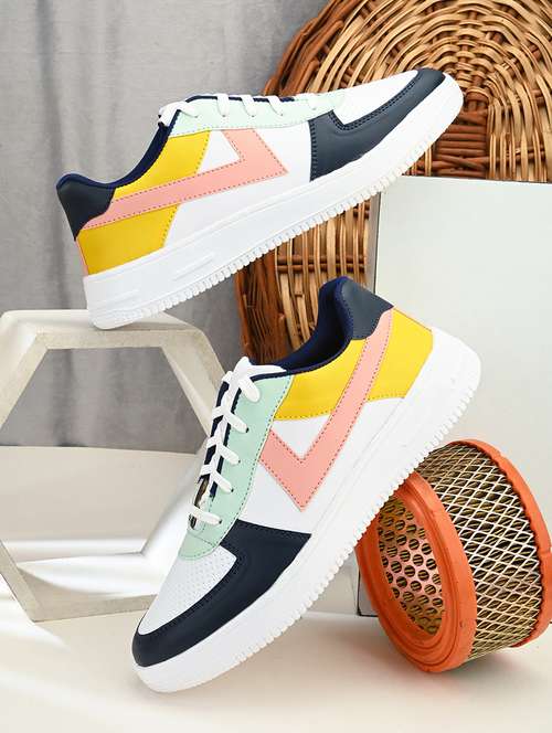 men color block multi colored lace-up sneaker - 20508714 -  Standard Image - 0