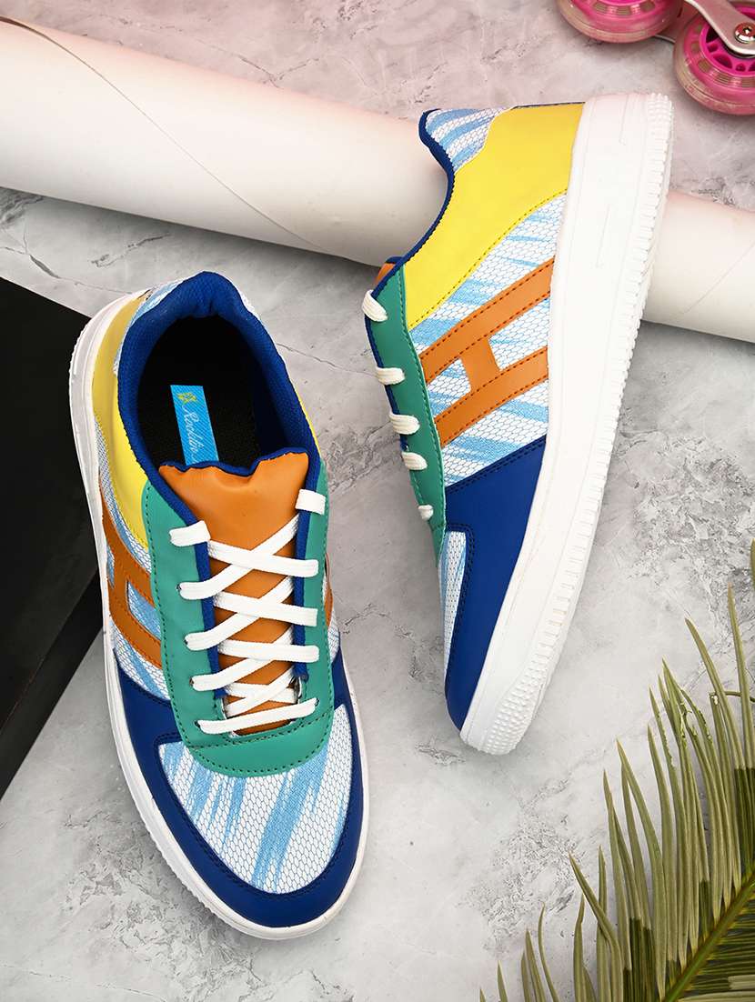 men color block multi colored lace-up sneaker