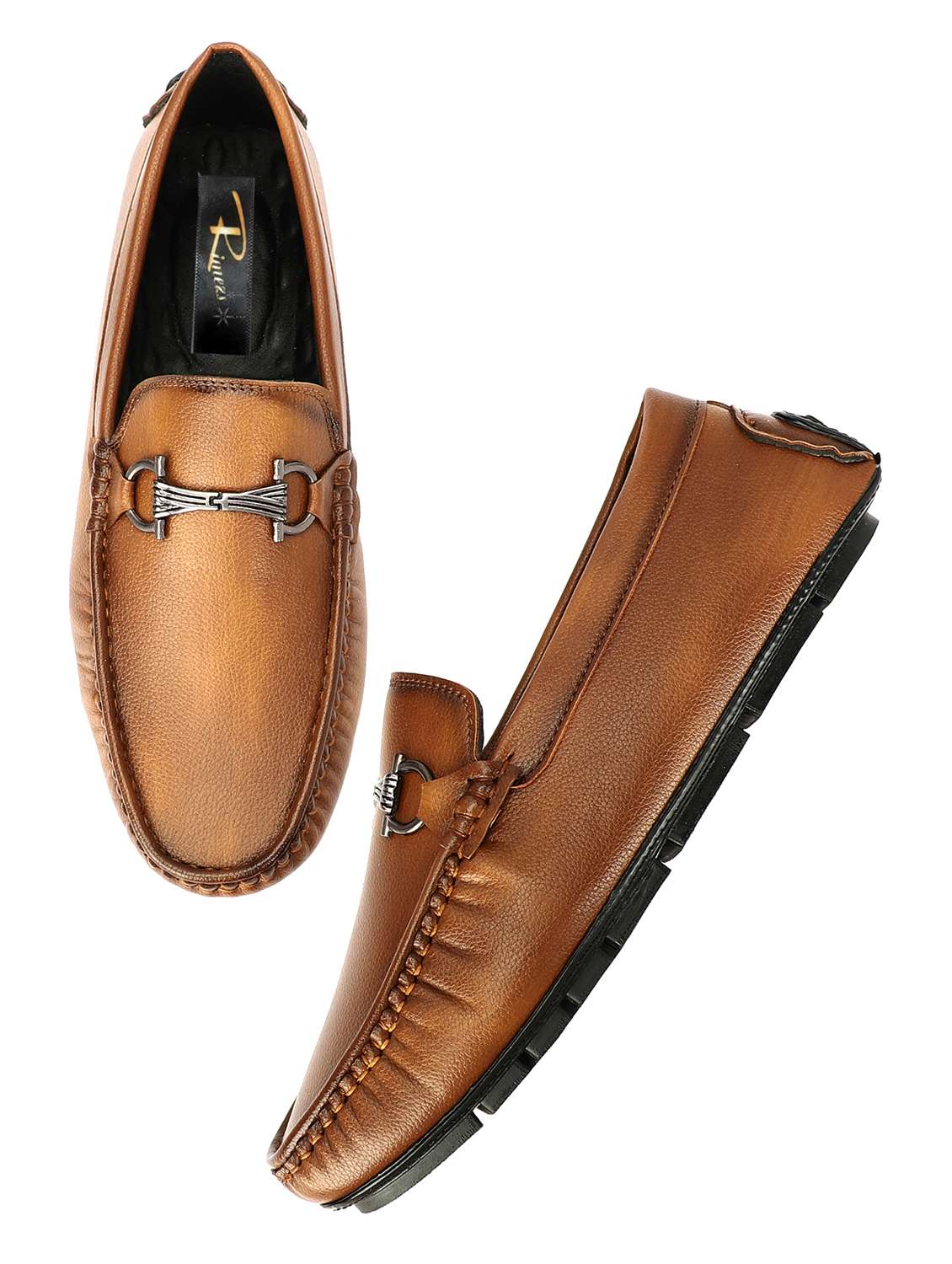 men solid tan slip on moccasin - 20508745 -  Standard Image - 2