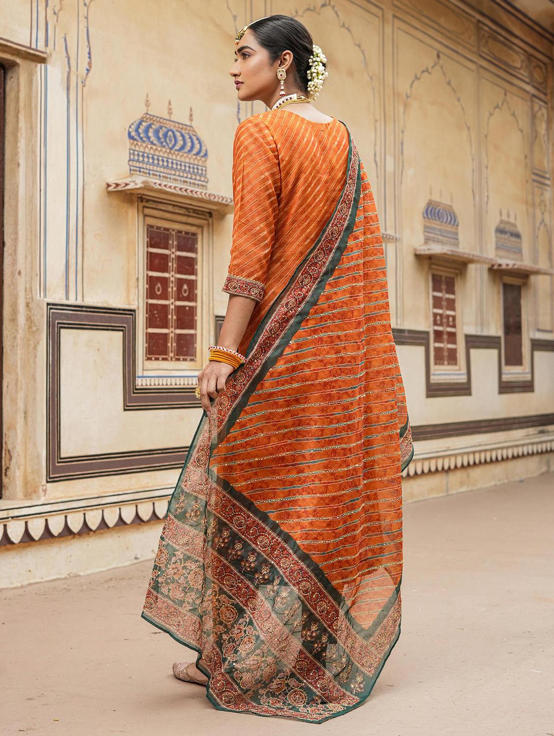 leheriya printed kurta pant set with dupatta - 20508767 - Standard Image - 2