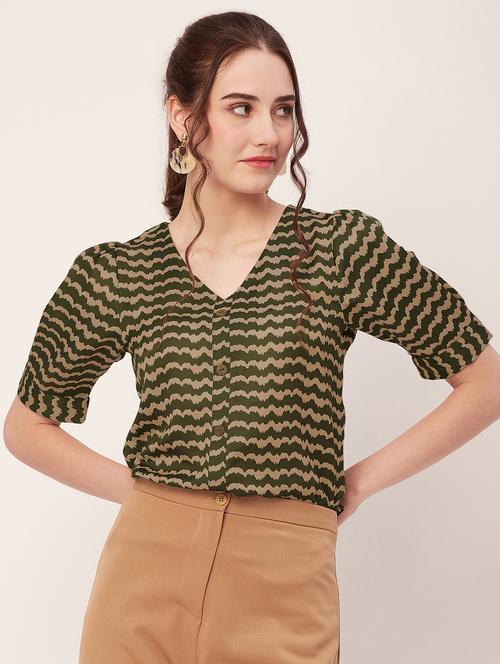 women green polyester regular top - 20508836 -  Standard Image - 0