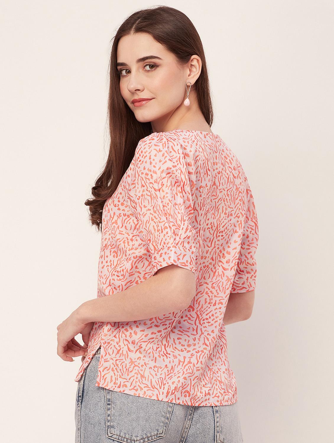 women peach polyester regular top - 20508837 - Standard Image - 2