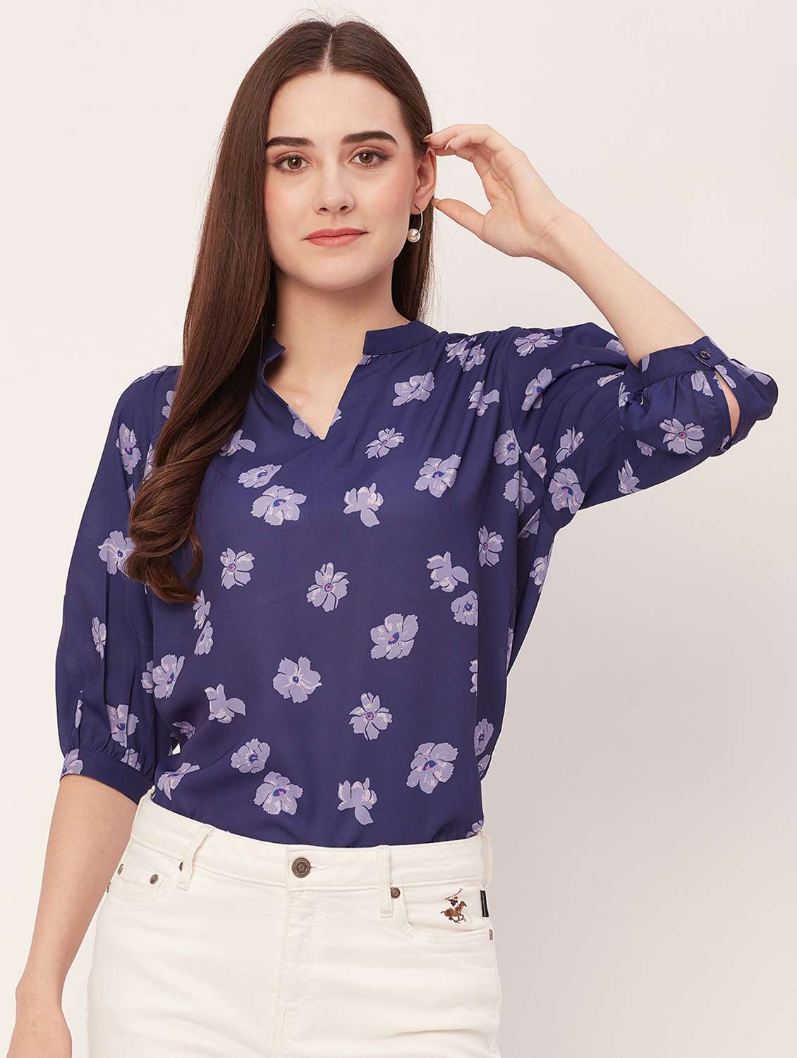 women floral printed regular top