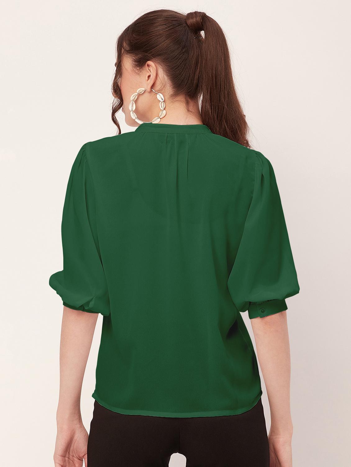 women green poly moss regular top - 20508844 - Standard Image - 2