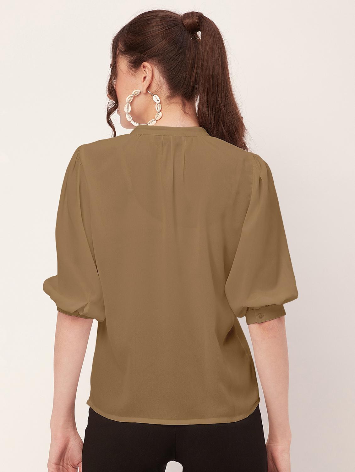 women khaki poly moss regular top - 20508845 - Standard Image - 2