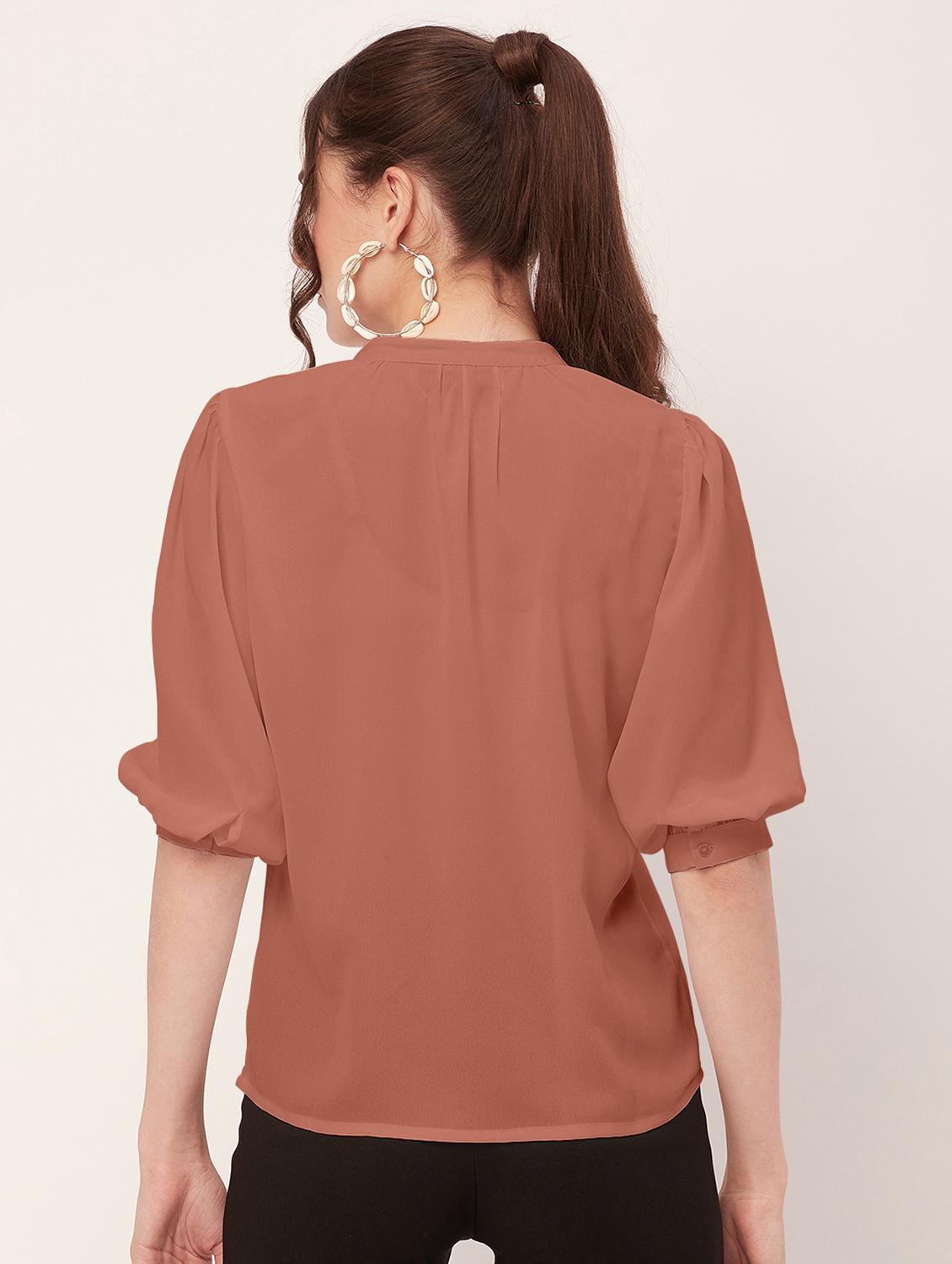 women brown poly moss regular top - 20508846 - Standard Image - 2