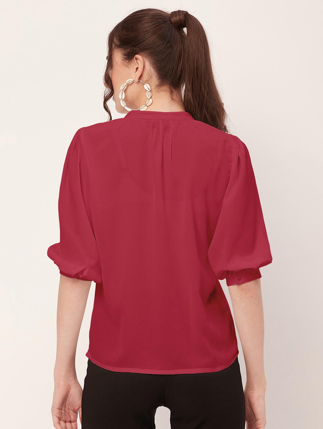 women magenta poly moss regular top - 20508849 - Standard Image - 2