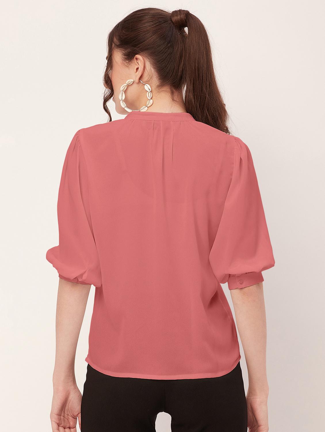 women peachy pink poly moss regular top - 20508850 - Standard Image - 2