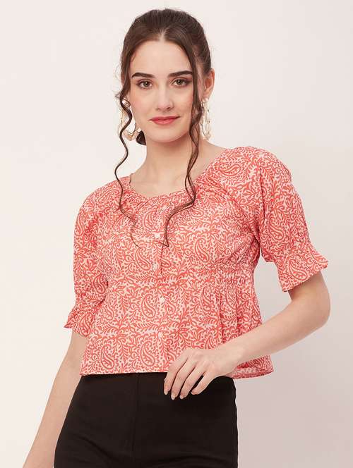 women ethnic motifs printed crop top - 20508852 -  Standard Image - 0