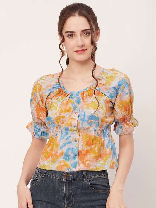 women multi coloured printed crop top - 20508853 -  Standard Image - 0