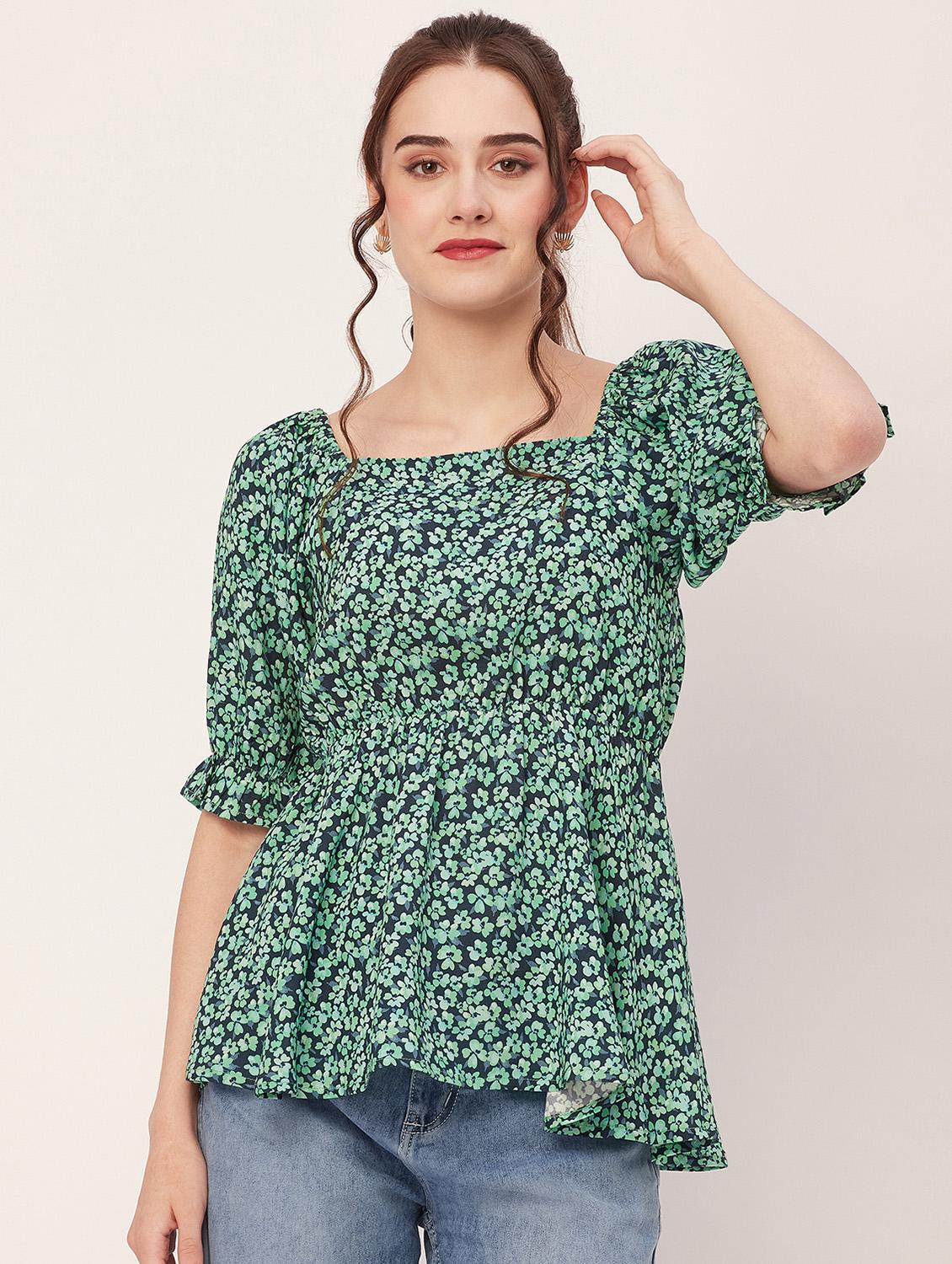 women floral printed peplum top