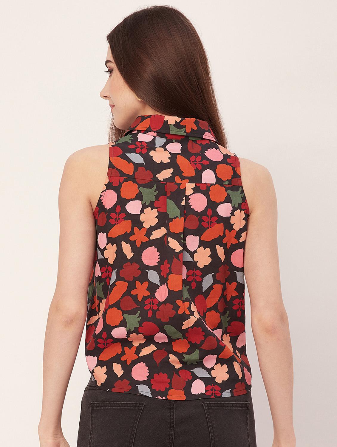 women printed shirt style short top - 20508893 - Standard Image - 2