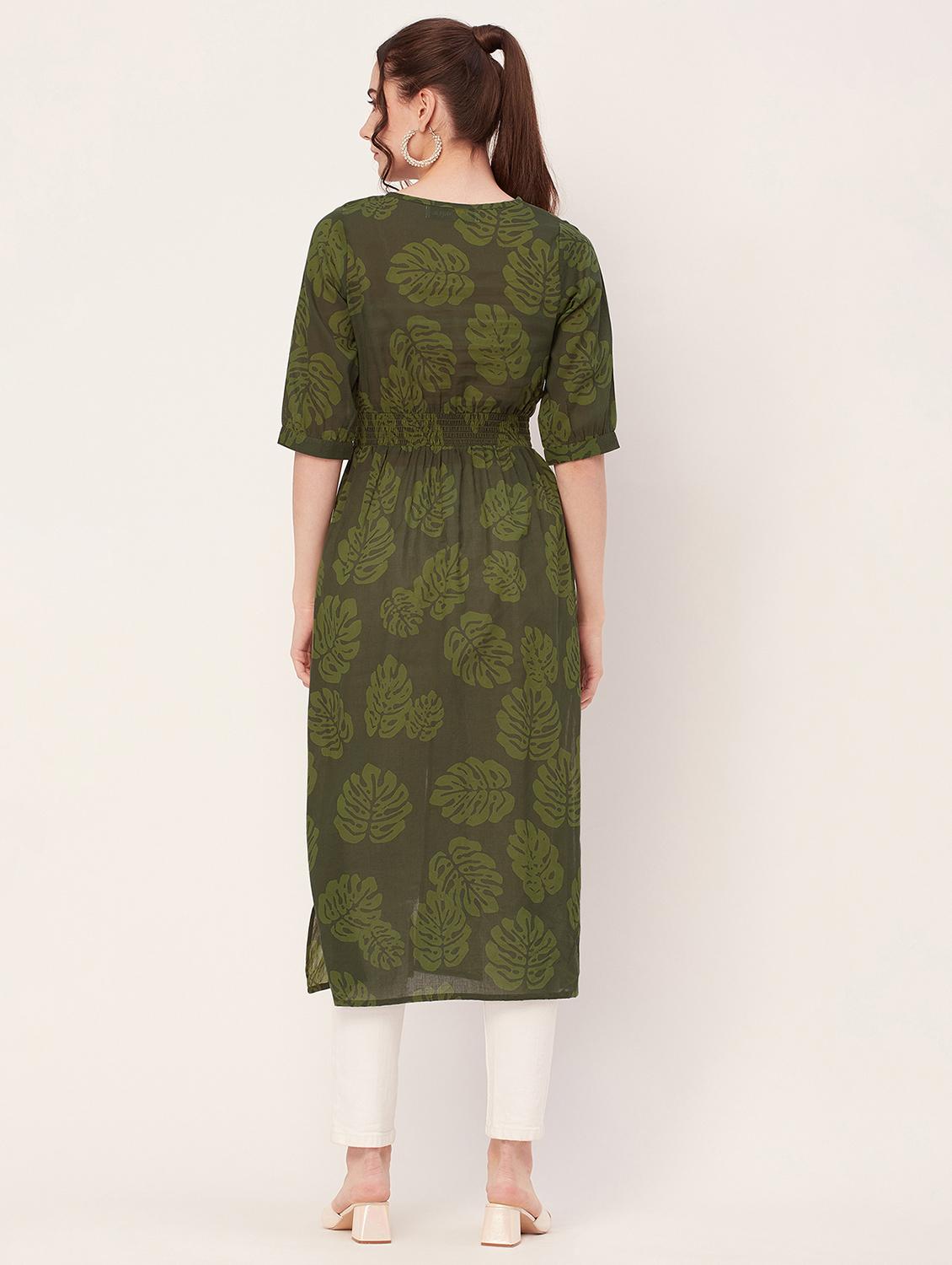 women printed front slit long tunic - 20508899 - Standard Image - 2