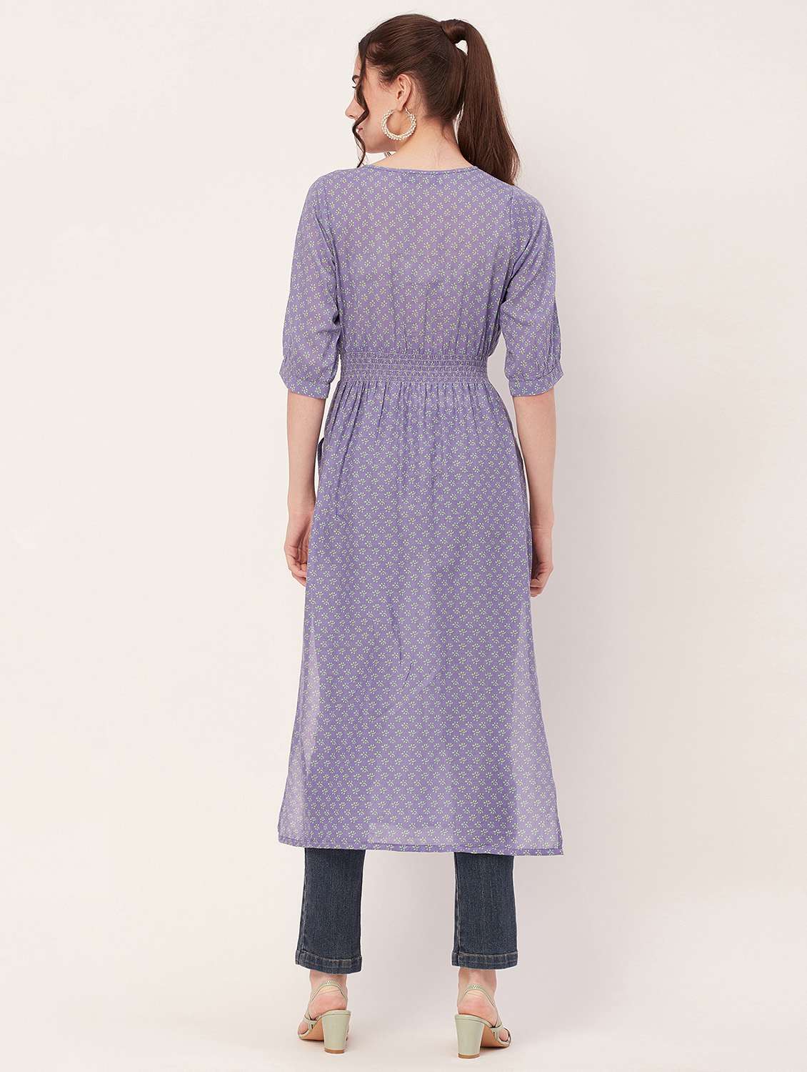 women all over print front slit long top - 20508902 -  Standard Image - 2