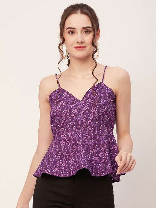 women purple poplin peplum top - 20508905 -  Standard Image - 0