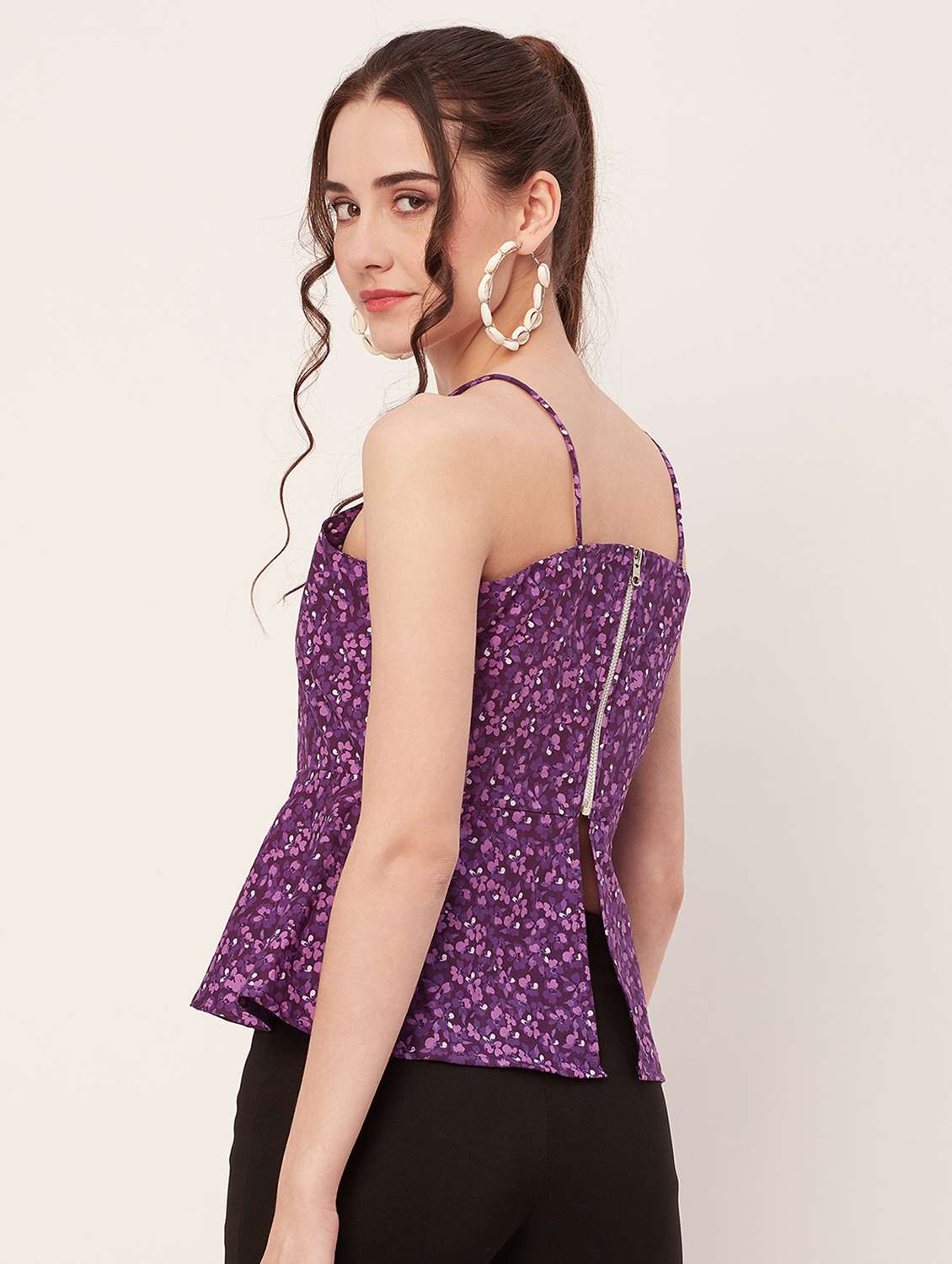 women purple poplin peplum top - 20508905 -  Standard Image - 2
