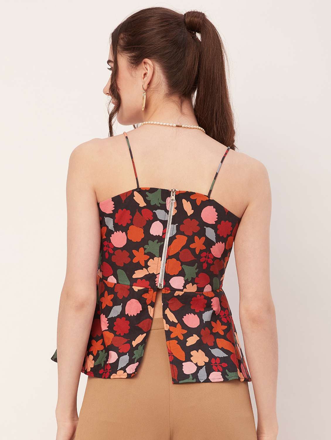 women multi color poplin peplum top - 20508907 -  Standard Image - 2