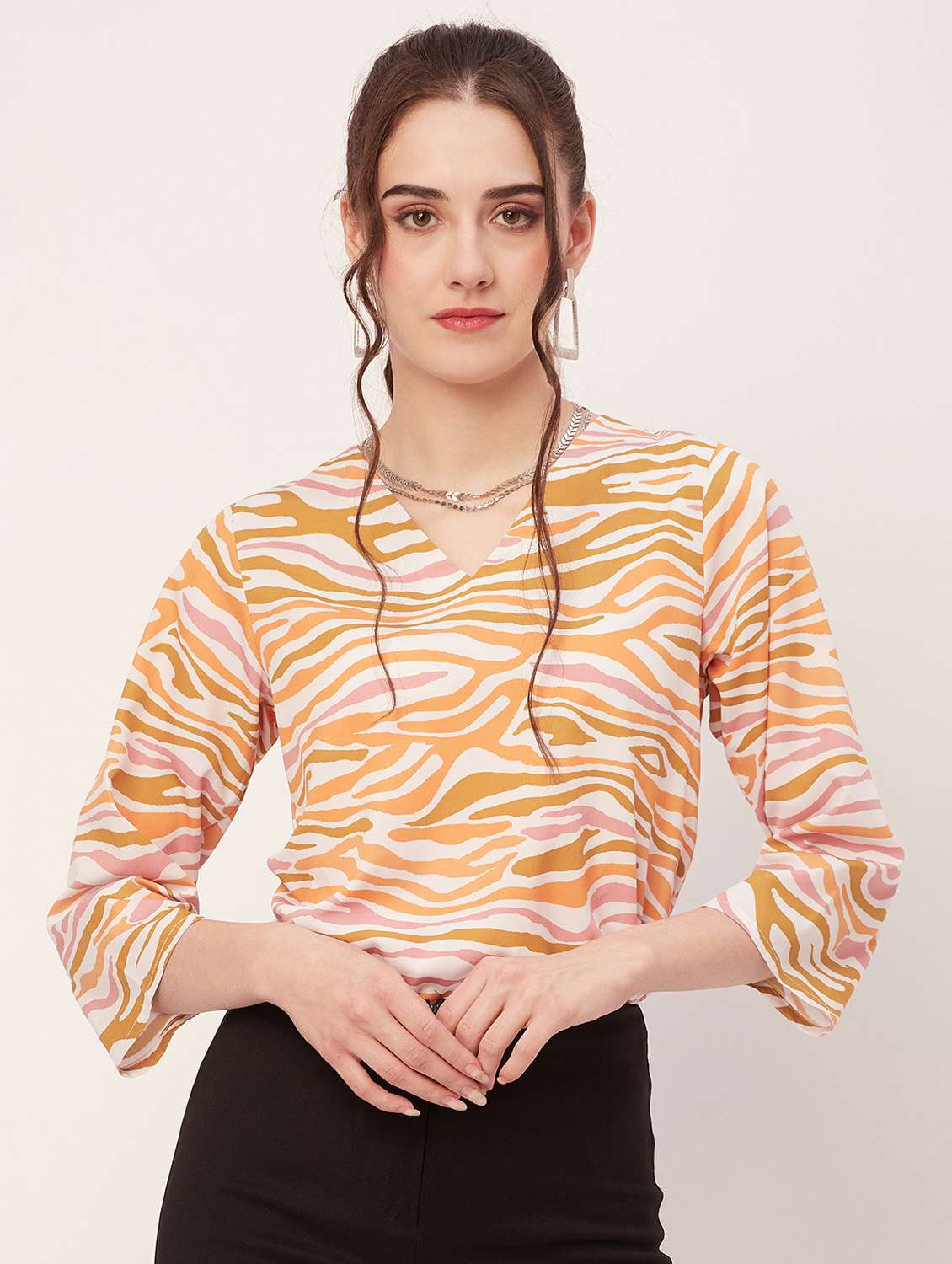 women animal printed regular top