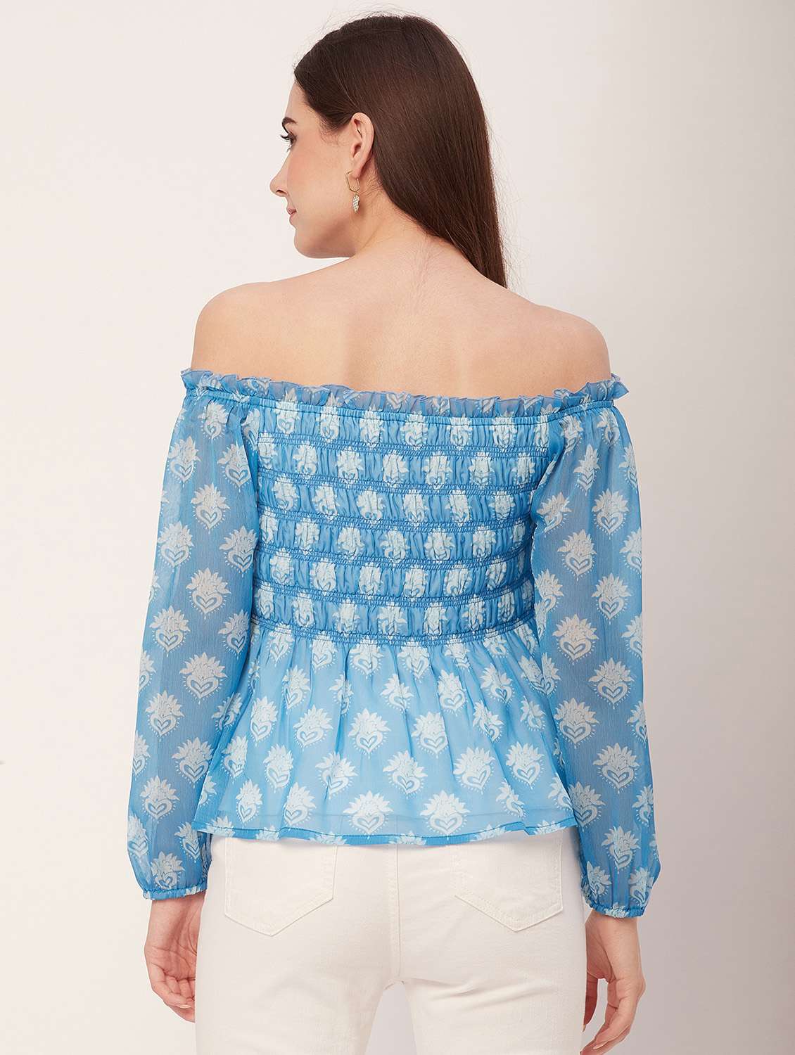 women ethnic motifs printed smocked regular top - 20508915 -  Standard Image - 2