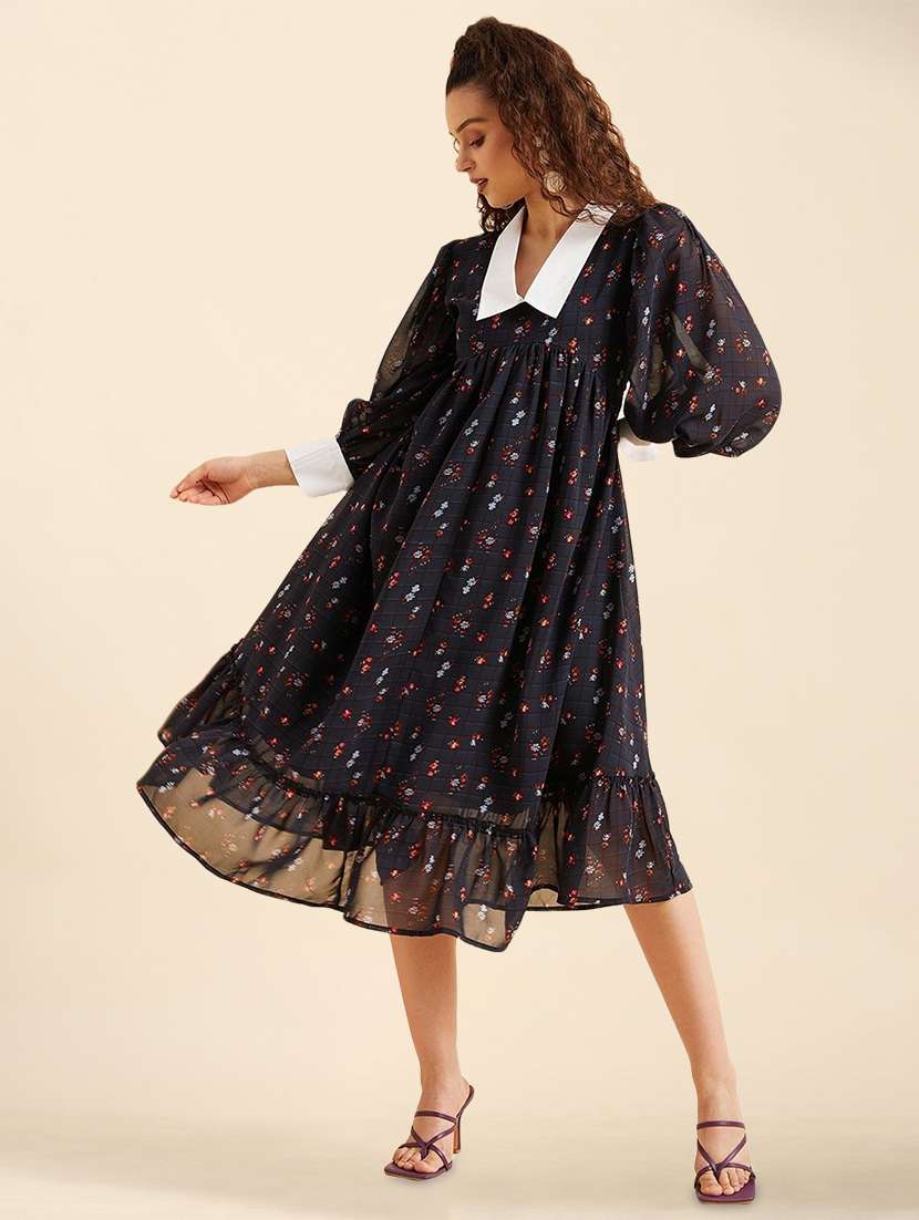 women printed a-line dress