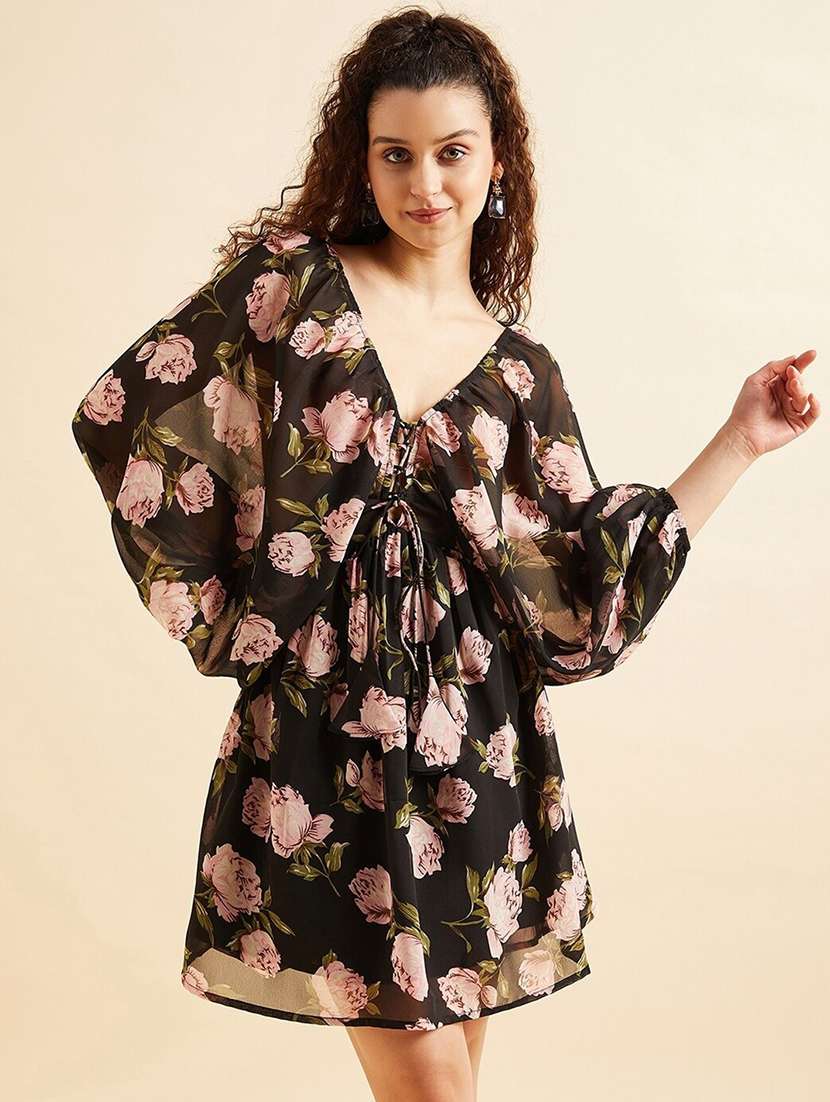 women printed a-line dress