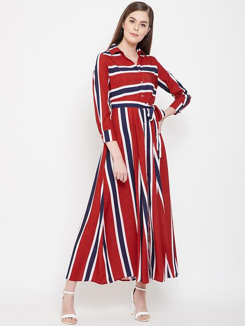 women striped fit & flare dress - 20509159 -  Standard Image - 0