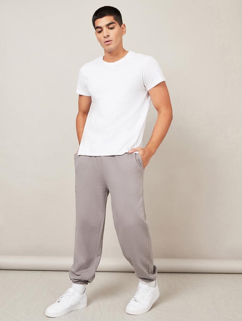 grey cotton jogger track pant - 20509303 - Standard Image - 2