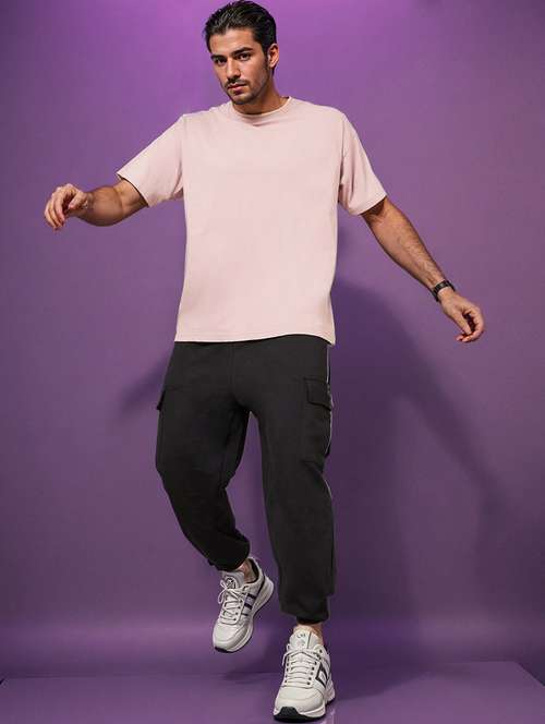 men black solid mid rise jogger - 20509306 -  Standard Image - 0