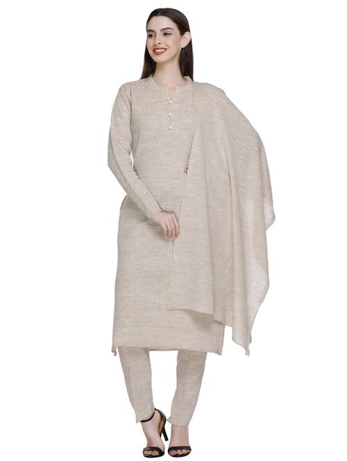 women self design wool suit set with dupatta - 20509509 - Standard Image - 0