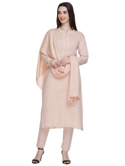 women self design wool suit set with dupatta - 20509510 -  Standard Image - 0