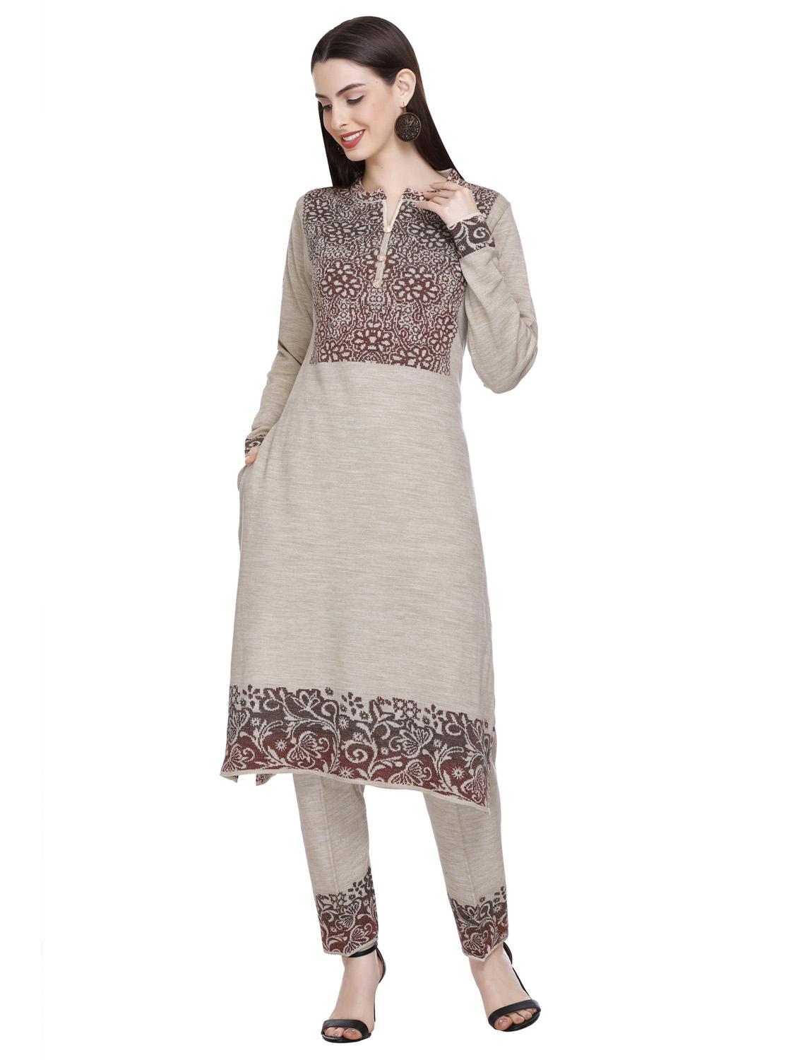 women self design wool suit set with dupatta - 20509515 - Standard Image - 2